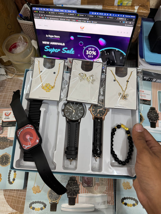 Series 10 Watch & Jewelry Gift Combo Set – For Him & Her | 8-in-1 Premium Collection Combo