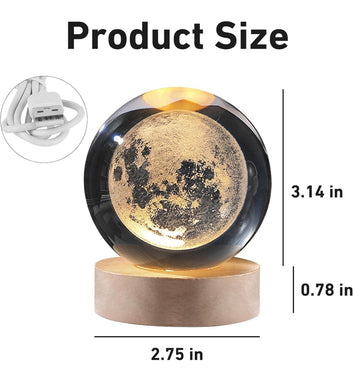 Crystal Moon Lamp – 3D Galaxy Globe on Wooden Base