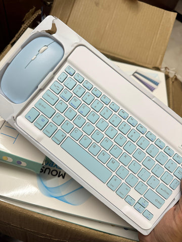 Ultra-Slim Bluetooth Keyboard & Mouse, Multicolor Portable Mini Wireless Keyboard Rechargeable for Apple iPad iPhone Samsung Tablet Phone Smartphone iOS Android Windows.